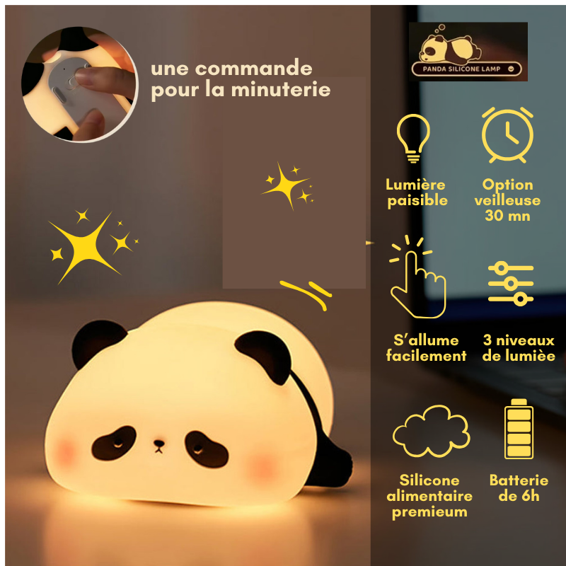 Veilleuse panda kawaï avec option minuterie
